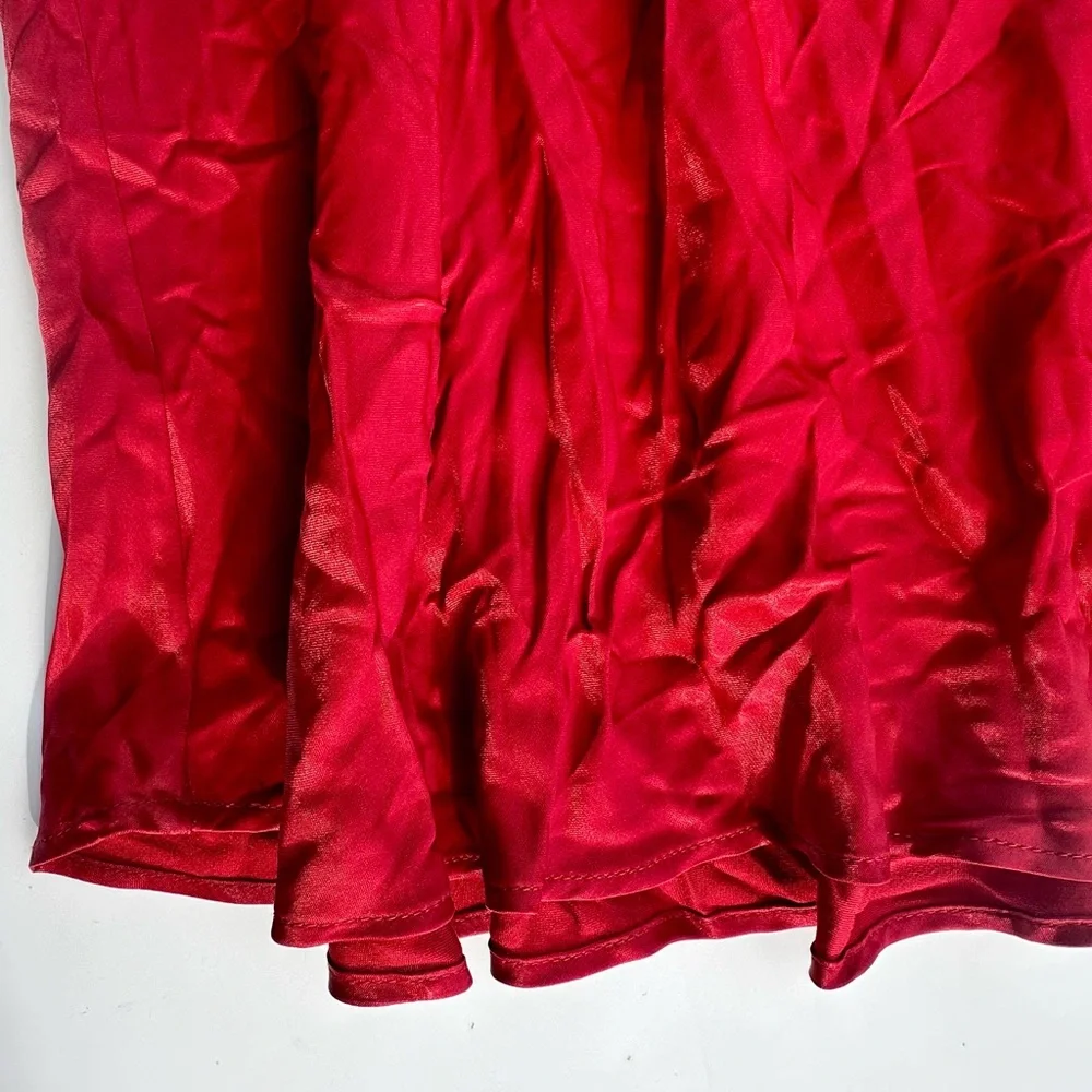 NWT H&M Elegant Red Satin Midi Skirt, XXL